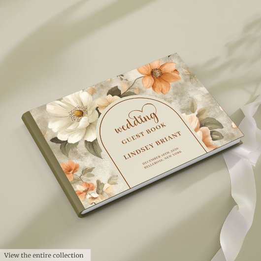 Stylish Boho Terra Cotta Ivory Sage Wedding Book Gastenboek