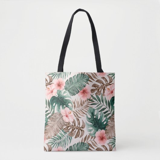 Stylish Boho Waterverf Tropical Floral Tote Bag (Voorkant)