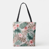 Stylish Boho Waterverf Tropical Floral Tote Bag (Achterkant)