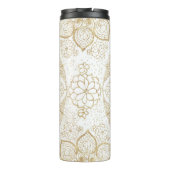 Stylish Boho White Gold Mandala Floral Thermosbeker (Achterkant)