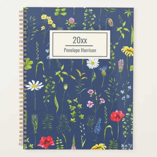 Stylish Boho Wildbloemen Floral Blue Specialized Planner (Voorkant)