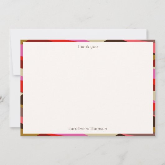 Stylish Bold 60s Geometric Border Personalized  Bedankkaart (Voorkant)