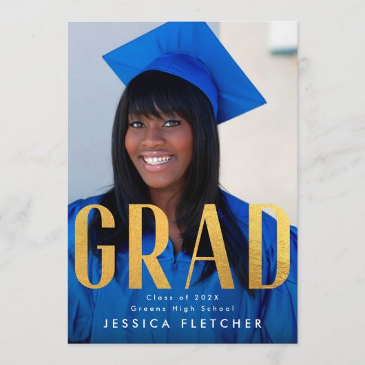 Stylish Bold Yellow Gold Foil AFSTUDEERDER Foto 20 Aankondiging (Voorkant)