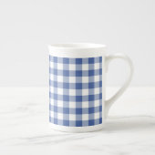 Stylish Bone China Mok, Dark Blue Check Gingham Porselein Kop (Rechts)