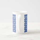 Stylish Bone China Mok, Dark Blue Polka Dots Porselein Kop (Achterkant)