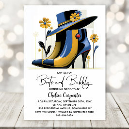 Stylish Boots and Bubbly Bridal Shower Kaart