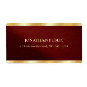 Stylish Bordeaux & Gold Text Template Shipping Etiket (Voorkant)