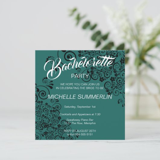 Stylish Border Bachelorette Party Invitation Kaart (Staand voorkant)