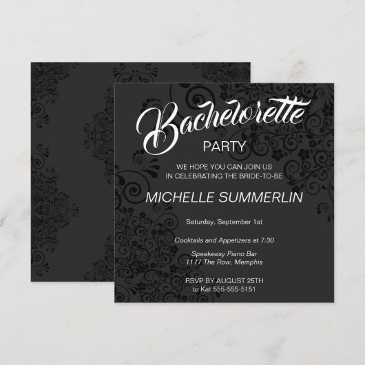 Stylish Border Bachelorette Party Invitation Kaart (Voorkant / Achterkant)