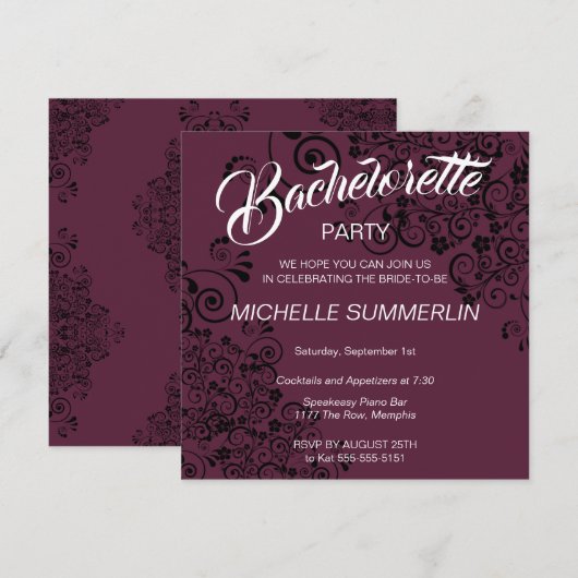 Stylish Border Bachelorette Party Invitation Kaart (Voorkant / Achterkant)