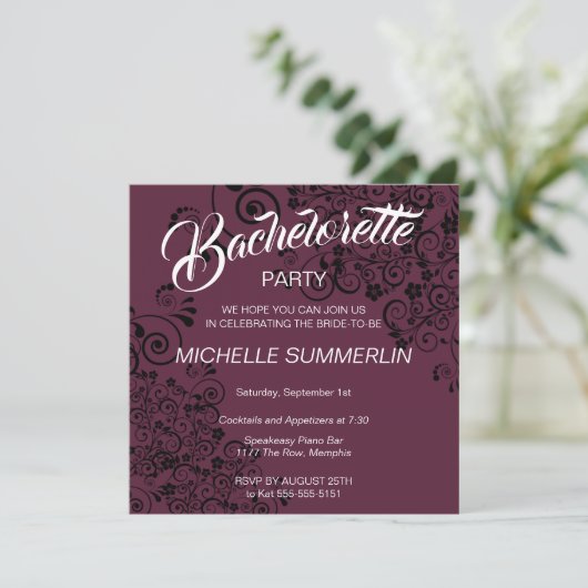Stylish Border Bachelorette Party Invitation Kaart (Staand voorkant)
