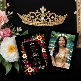  Stylish Botanical Red Shades Frame Photo Spanish  Kaart