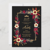  Stylish Botanical Red Shades Frame Photo Spanish  Kaart (Voorkant)