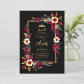  Stylish Botanical Red Shades Frame Photo Spanish  Kaart (Staand voorkant)