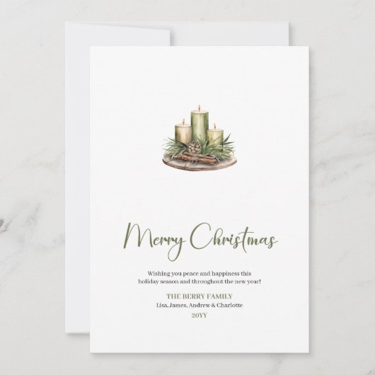 Stylish Botanical Watercolor Christmas Greeting  Feestdagenkaart (Voorkant)