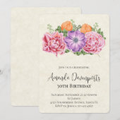 Stylish Bouquet of Waterverf Flowers Birthday Kaart (Voorkant / Achterkant)
