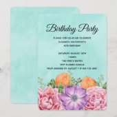 Stylish Bouquet of Waterverf Flowers Birthday Kaart (Voorkant / Achterkant)