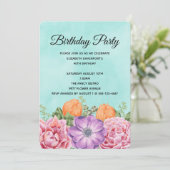 Stylish Bouquet of Waterverf Flowers Birthday Kaart (Staand voorkant)