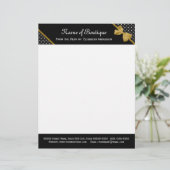 Stylish Boutique Polka Dots Elegant Gold Ribbon Custom Briefhoofd (Staand voorkant)