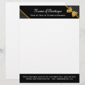 Stylish Boutique Polka Dots Elegant Gold Ribbon Custom Briefhoofd (Voorkant / Achterkant)