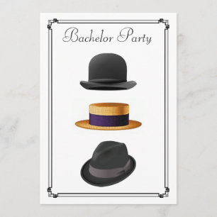 Stylish Bowler Straw Fedora Pet Bachelor Party Kaart