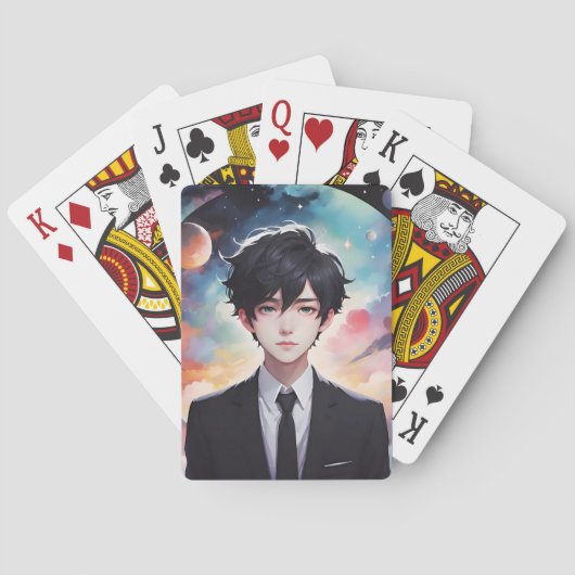 Stylish boy in space pokerkaarten (Achterkant)