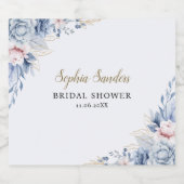 Stylish Bridal Shower with Elegant Blue Blooms Sparkling Wijnetiket (Enkel label)