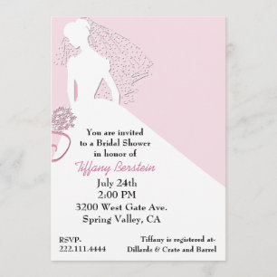 Stylish Bride in Veil Bridal Shower Invitation Kaart