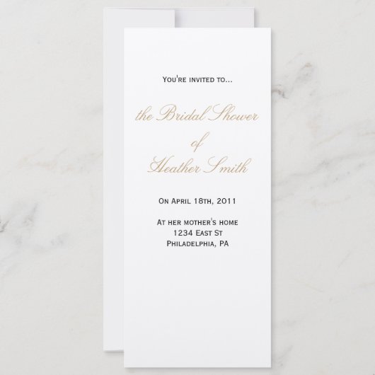 Stylish Bride Mocha Bridal Shower Invitation Kaart (Achterkant)