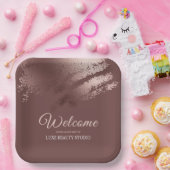 Stylish bronze business event party welcome papieren bordje (Feest)