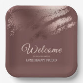 Stylish bronze business event party welcome papieren bordje (Voorkant)