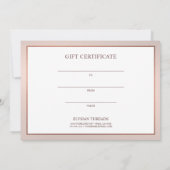 Stylish Bronze Business Gift Certificate Card Bedankkaart (Achterkant)