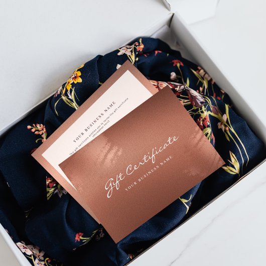 Stylish Bronze Business Gift Certificate Card Bedankkaart