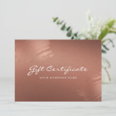 Stylish Bronze Business Gift Certificate Card Bedankkaart (Staand voorkant)