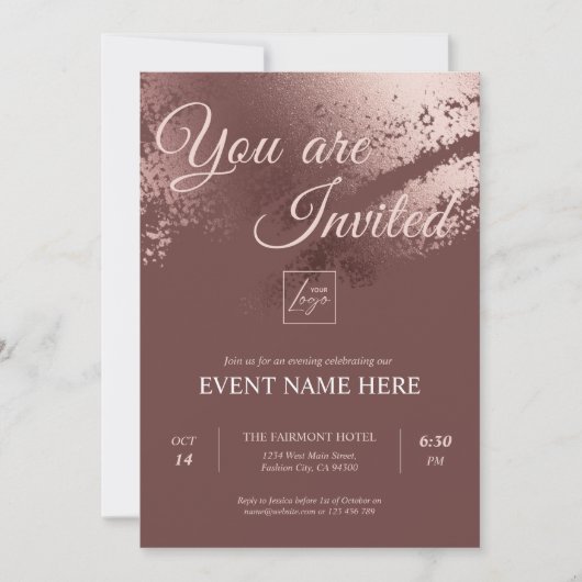 Stylish bronze editable special event invite kaart (Voorkant)