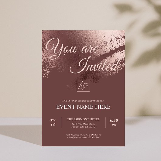Stylish bronze editable special event invite kaart