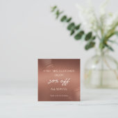 Stylish Bronze Logo First Time Discount Card Vierkante Visitekaartje (Staand voorkant)