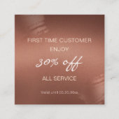 Stylish Bronze Logo First Time Discount Card Vierkante Visitekaartje (Voorkant)