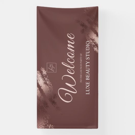 Stylish bronze special event launch party welcome spandoek (Verticaal)