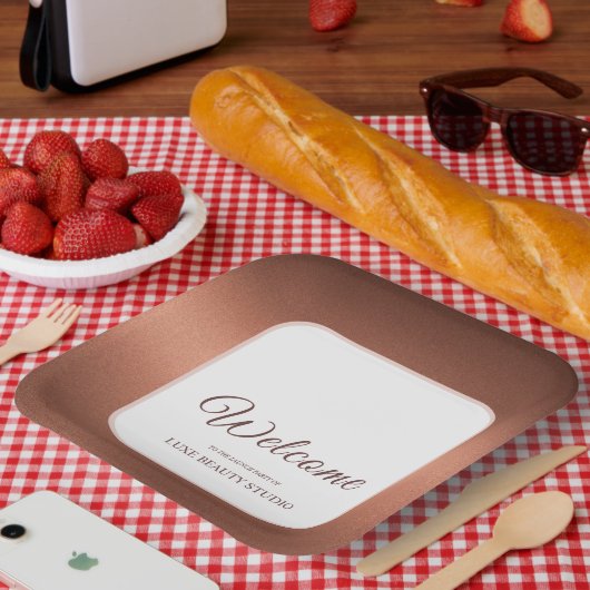 Stylish bronze special event party welcome papieren bordje (Picknick)