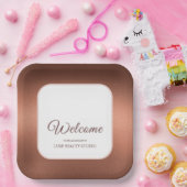 Stylish bronze special event party welcome papieren bordje (Feest)