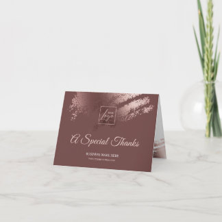 Stylish Bronze Special Thanks Business Gift Card Bedankkaart