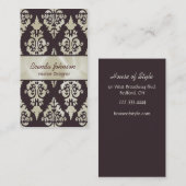 Stylish Brown and Cream Damask Visitekaartje (Voorkant / Achterkant)