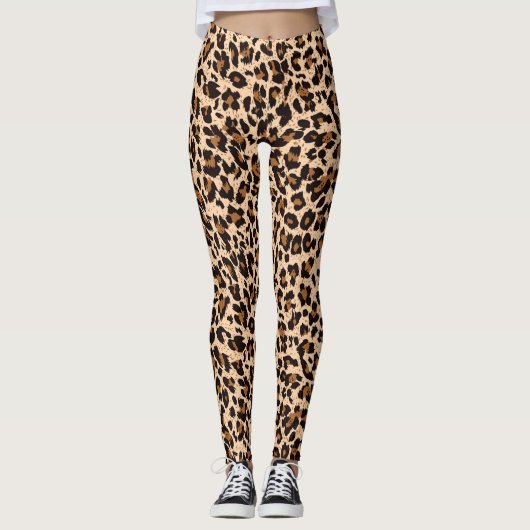 Stylish Brown Animal Print Yoga Leggings (Voorkant)