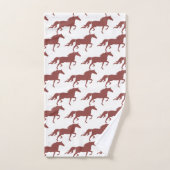 Stylish Brown Bay Horse Silhouettes on White Bad Handdoek (Handdoek)