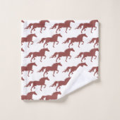 Stylish Brown Bay Horse Silhouettes on White Bad Handdoek (Wasdoekje)