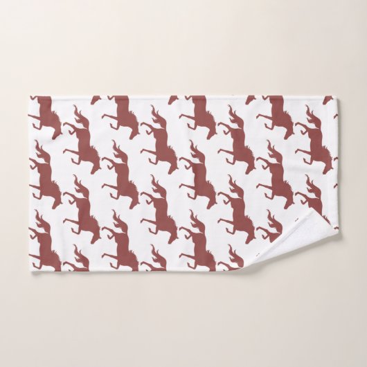 Stylish Brown Bay Horse Silhouettes on White Bad Handdoek (Handdoek)