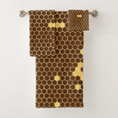Stylish Brown Gold Honeycomb Bad Handdoek (Insitu)