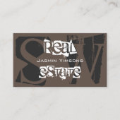 Stylish Brown Grey White met foto en monogram Visitekaartje (Voorkant)