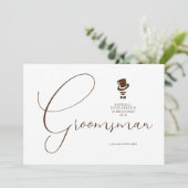 Stylish Brown Groomsman Wedding Simple Proposal  Kaart (Staand voorkant)